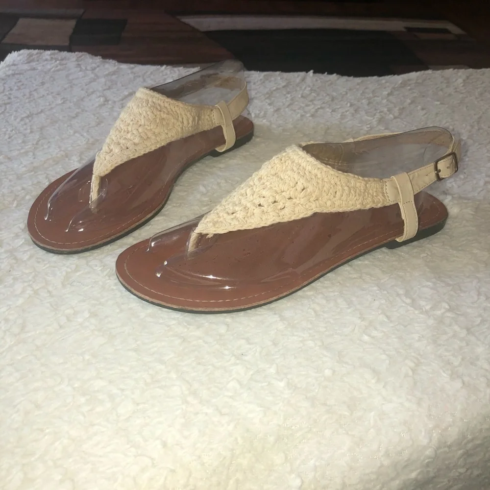 La Hearts crochet t-strap sandals